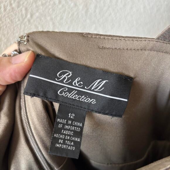 R&M Collection Bronze Tiered Metallic Cocktail Dress – Size 12 - Picture 4 of 6